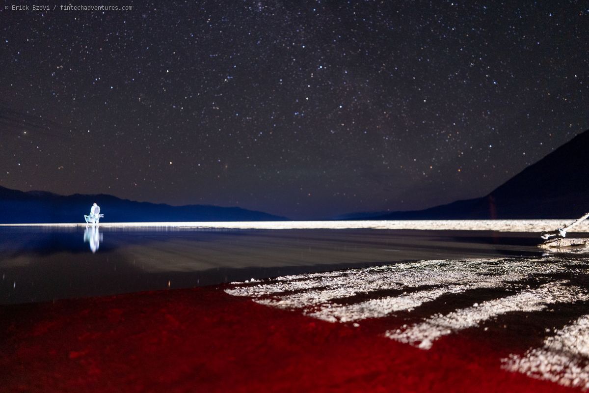 Salt flats and desert basin at Badwater Basin in Death Valley National Park, California