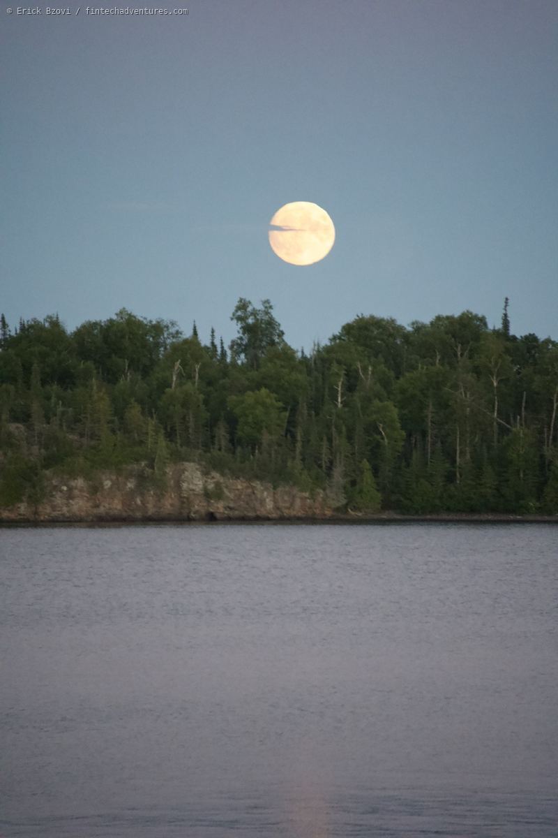 Moonrise over Lake Superior from Isle Royale National Park, Michigan