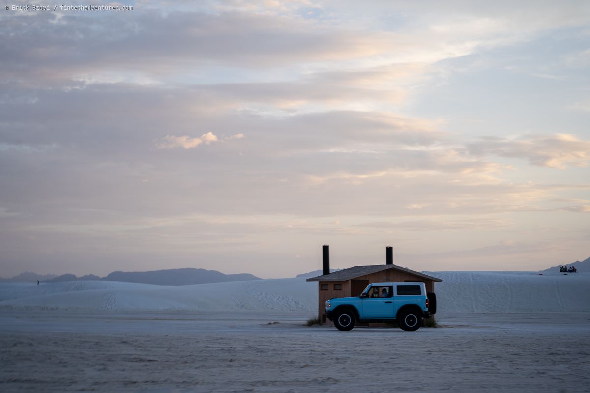 White gypsum dunes and open sky at White Sands National Park in New Mexico